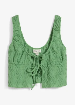 bonprix bonprix Camisetas>Top con cordones de aspecto estructurado verde hoja