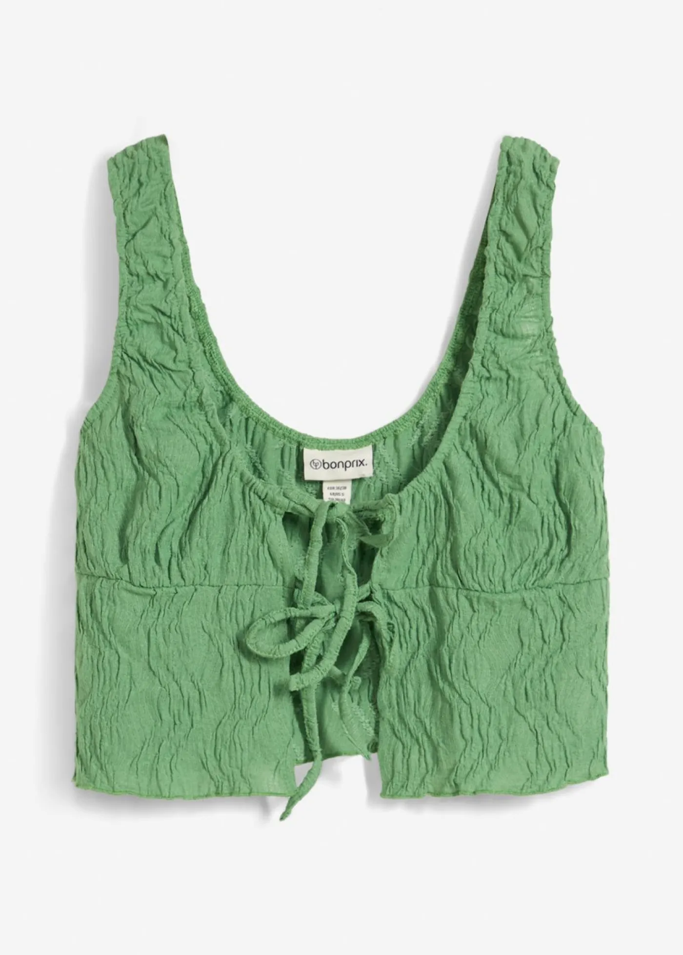 bonprix bonprix Camisetas>Top con cordones de aspecto estructurado verde hoja