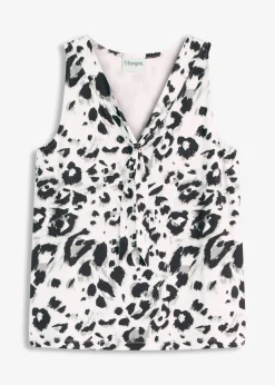 bonprix bonprix Camisetas>Top con lazo estampado leo blanco-taupe.-negro-beige