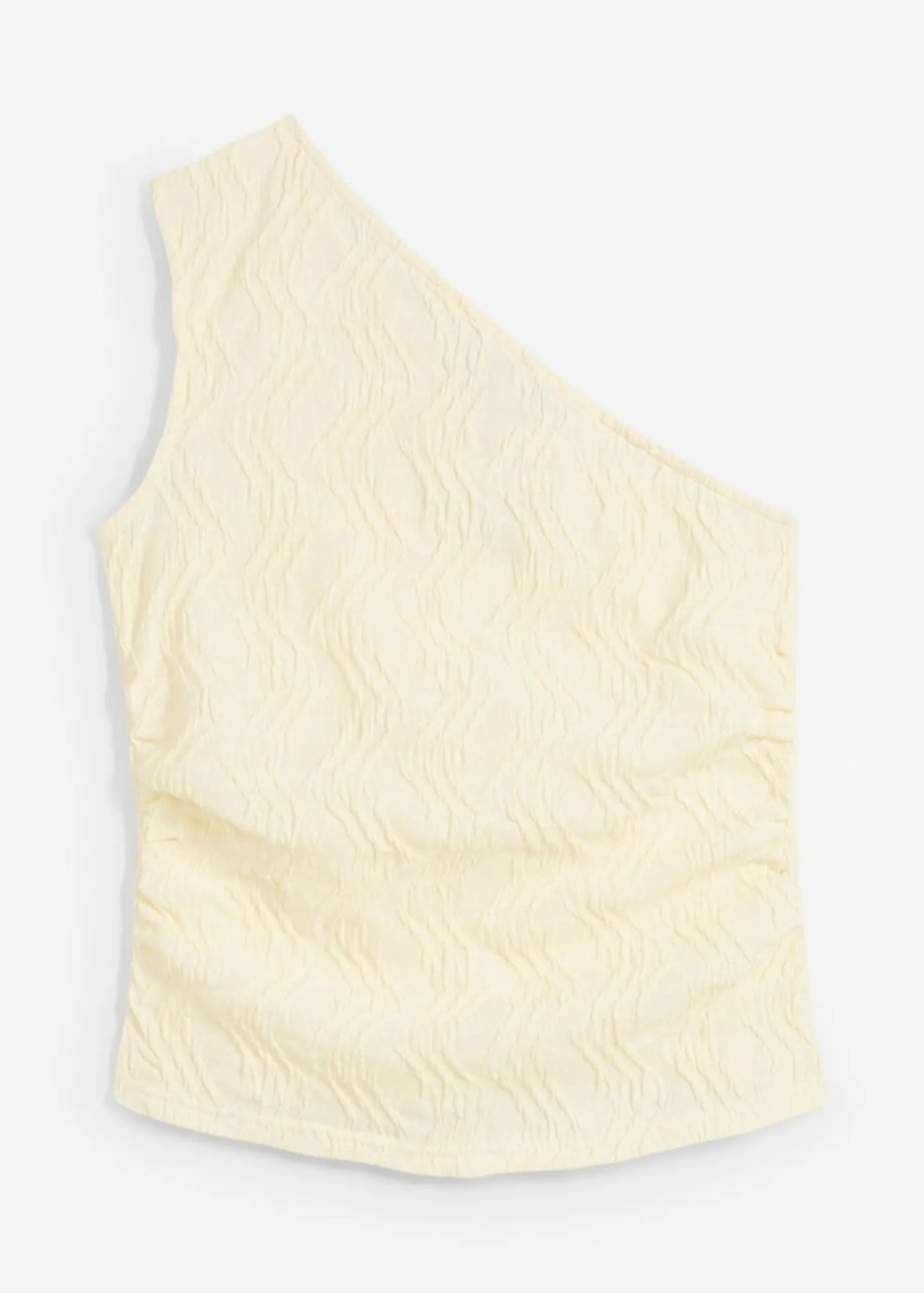 bonprix bonprix Camisetas>Top con un hombro al descubierto de aspecto estructurado Blanco-crema