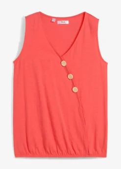 Mujer bonprix bonprix Top de algodón con diseño cruzado y cintura elástica