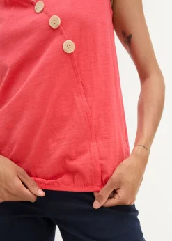 Mujer bonprix bonprix Top de algodón con diseño cruzado y cintura elástica