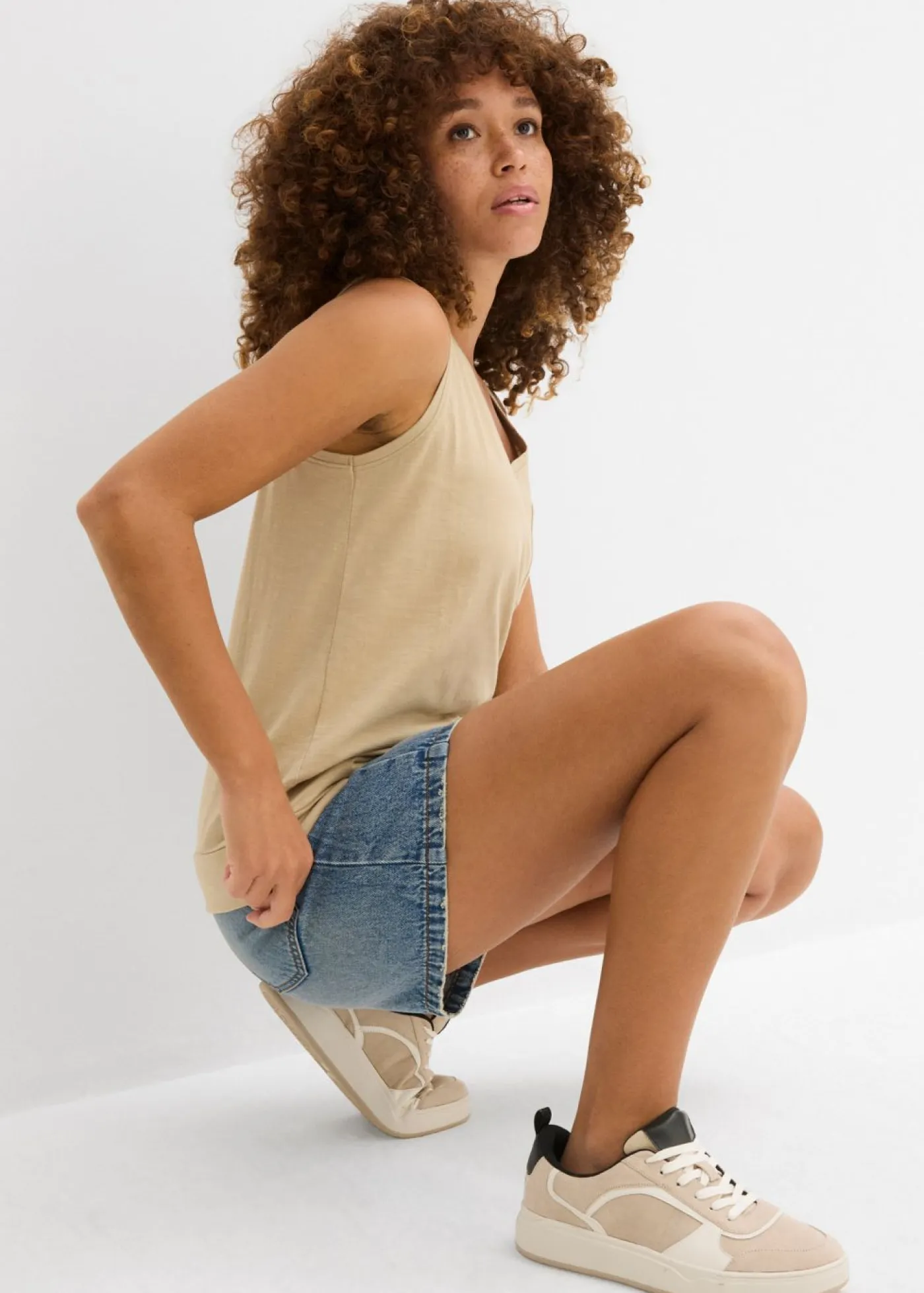 bonprix bonprix Camisetas Interiores|Básicos>Top de algodón orgánico puro (2 unidades) beige nuevo-azul mentol