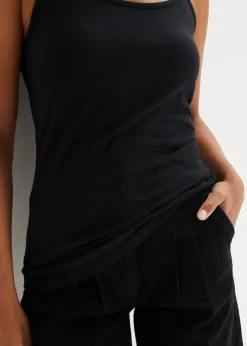 Mujer bonprix bonprix Top de algodón orgánico puro con tirantes finos (2 unidades)