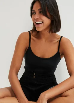 Mujer bonprix bonprix Top de algodón orgánico puro con tirantes finos (2 unidades)