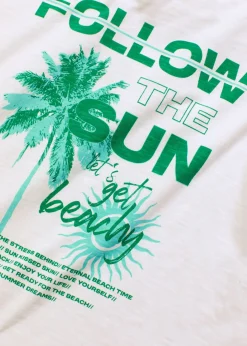 bonprix bonprix Camisetas>Top de algodón puro blanco-verde agua