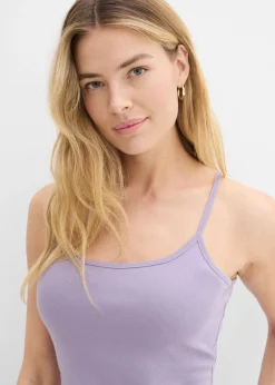 Mujer bonprix bonprix Top de algodón puro con tirantes finos (3 unidades)