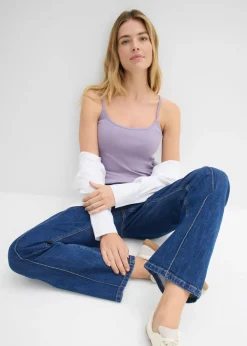 Mujer bonprix bonprix Top de algodón puro con tirantes finos (3 unidades)