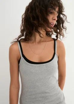 Mujer bonprix bonprix Top de algodón puro con tirantes finos (3 unidades)