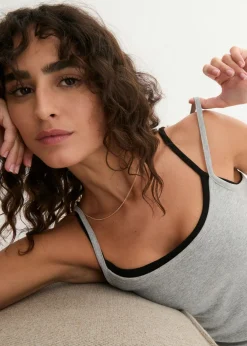 Mujer bonprix bonprix Top de algodón puro con tirantes finos (3 unidades)