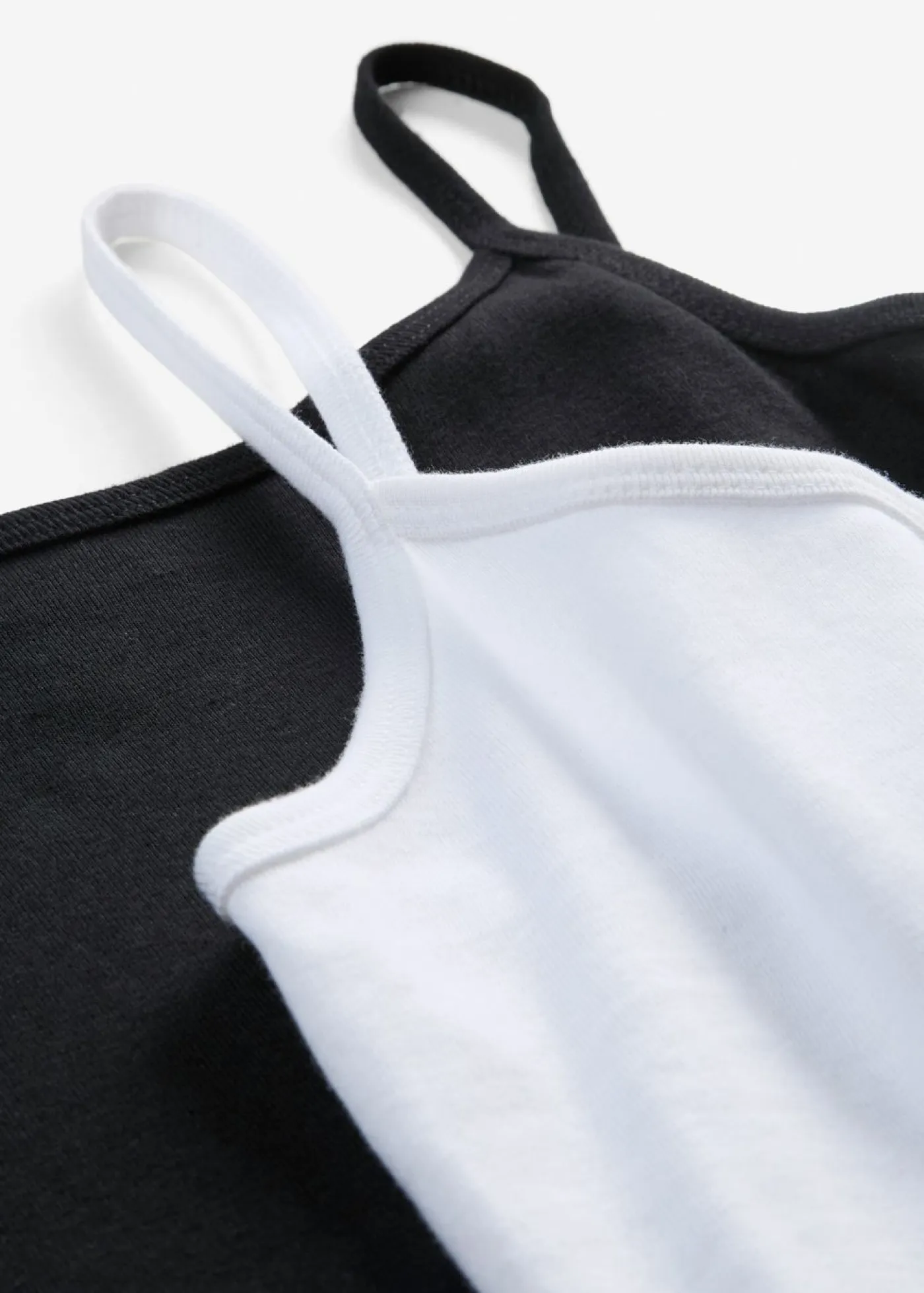 bonprix bonprix Camisetas Interiores|Básicos>Top de algodón puro con tirantes finos (2 unidades) Blanco-negro