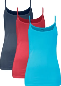 Mujer bonprix bonprix Top de algodón puro con tirantes finos (3 unidades)