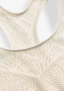 bonprix bonprix Conjuntos De Traje De Baño|Bikinis>Top de bikini bustier con encaje Blanco lana
