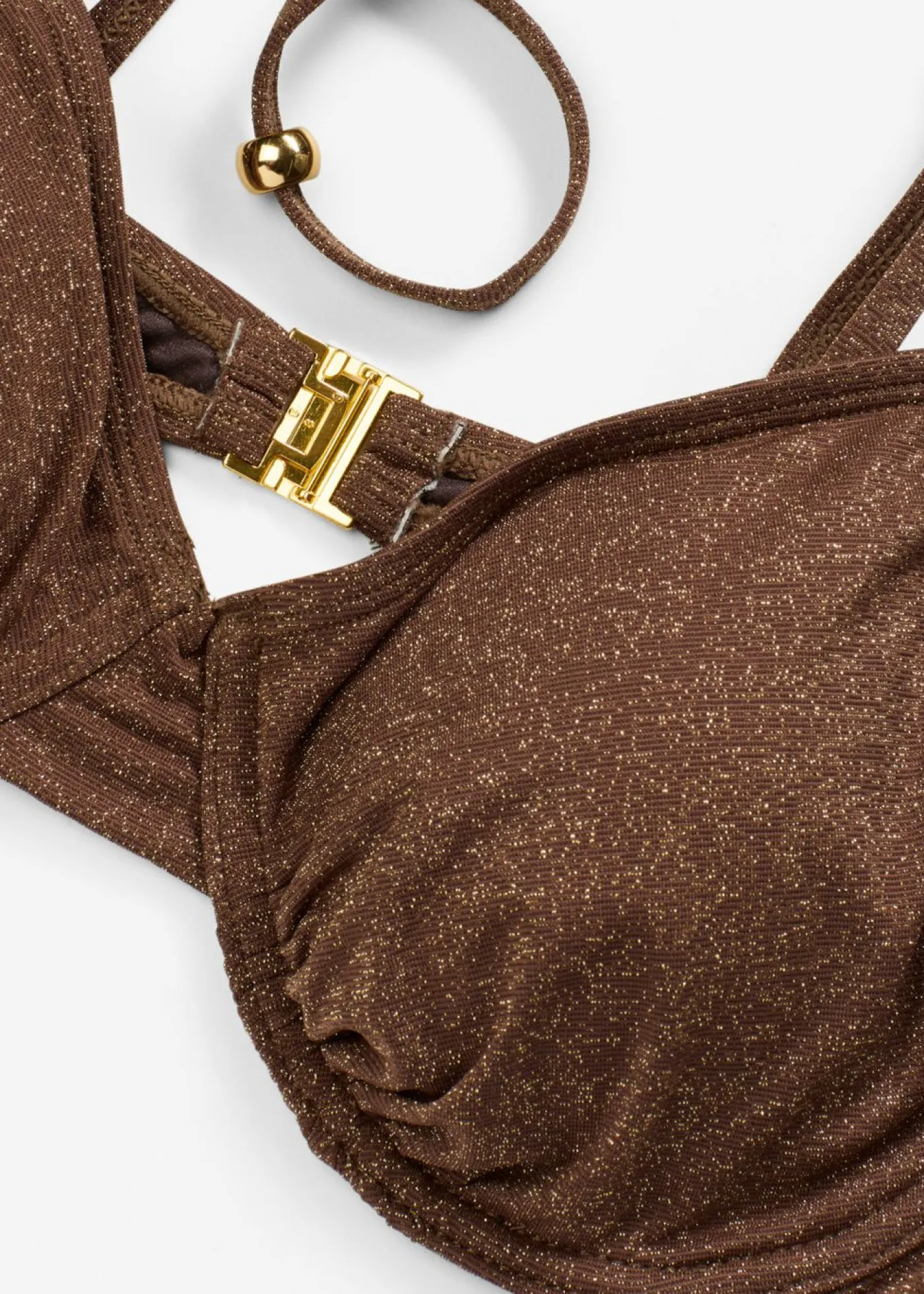 Mujer bonprix bonprix Top de bikini con aros de material brillante