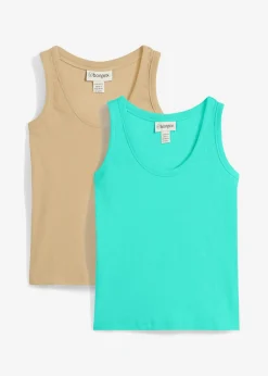 Mujer bonprix bonprix Top de canalé de algodón orgánico (2 unidades)