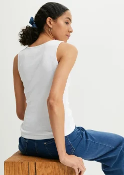 Mujer bonprix bonprix Top de canalé de algodón orgánico puro (2 unidades)