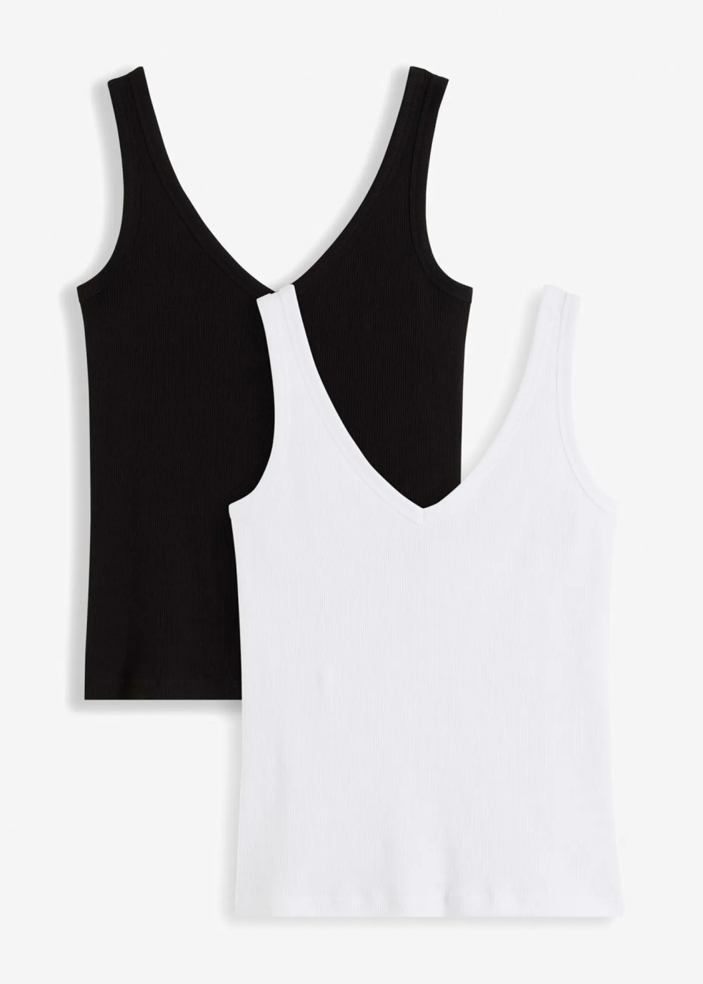 Mujer bonprix bonprix Top de canalé de algodón orgánico puro (2 unidades)