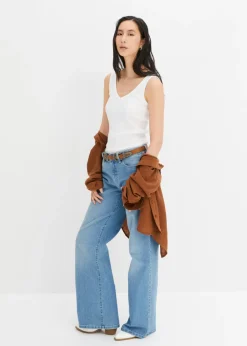 Mujer bonprix bonprix Top de canalé de algodón orgánico puro (2 unidades)