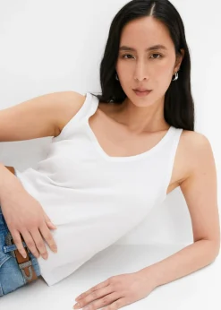 Mujer bonprix bonprix Top de canalé de algodón orgánico puro (2 unidades)