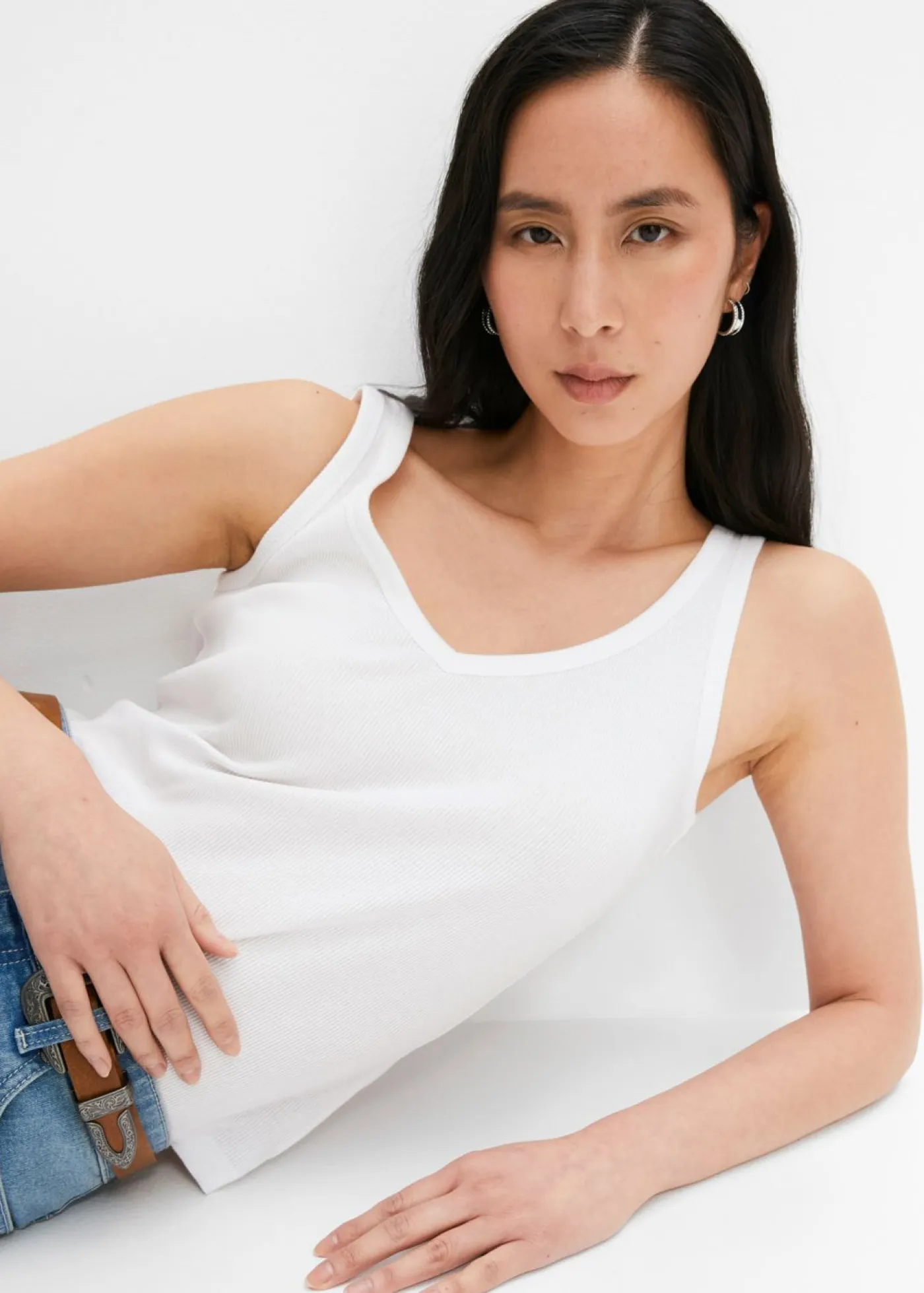 Mujer bonprix bonprix Top de canalé de algodón orgánico puro (2 unidades)