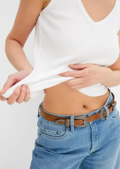 Mujer bonprix bonprix Top de canalé de algodón orgánico puro (2 unidades)