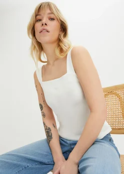 Mujer bonprix bonprix Top de canalé de algodón orgánico (2 unidades)