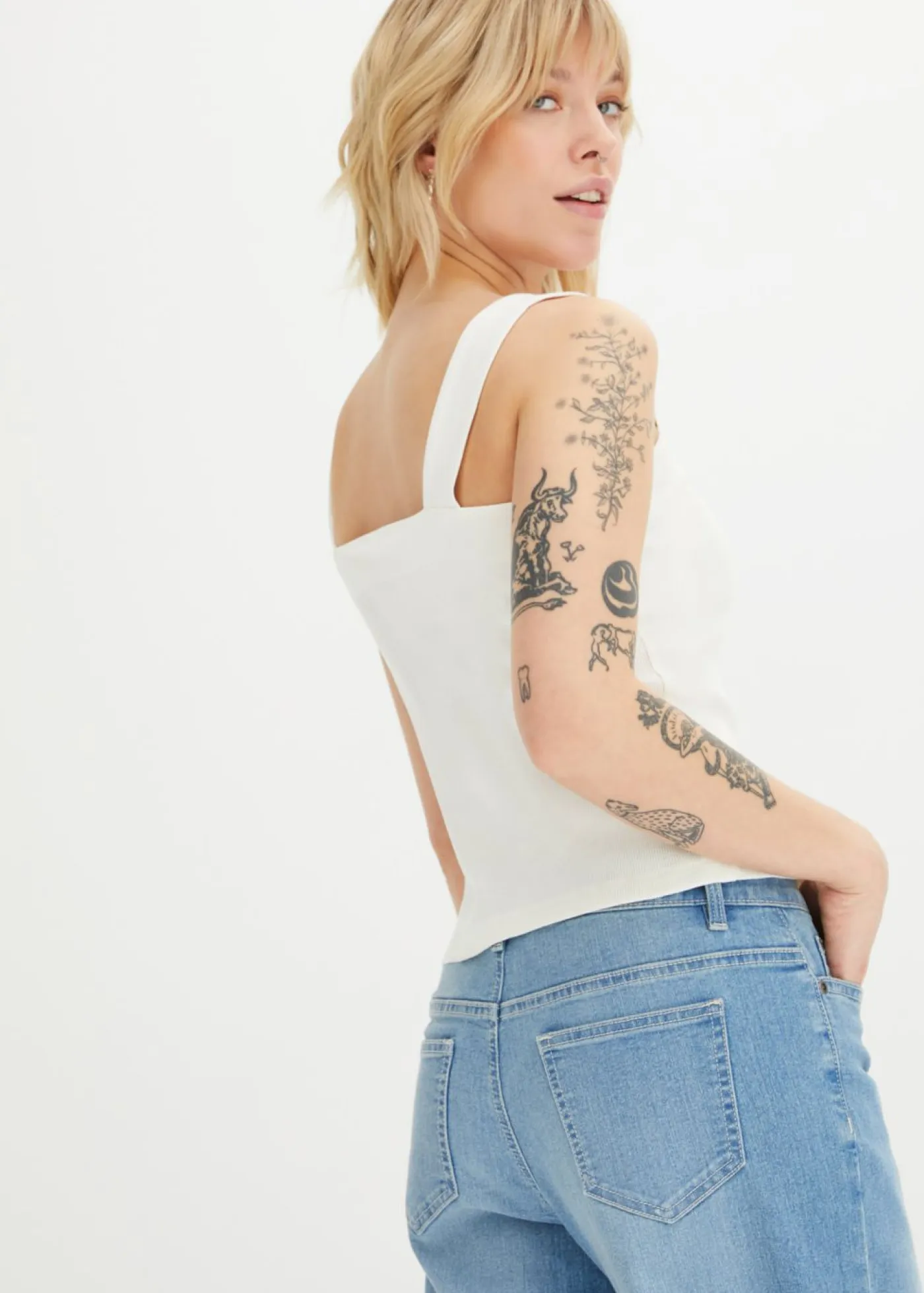 Mujer bonprix bonprix Top de canalé de algodón orgánico (2 unidades)