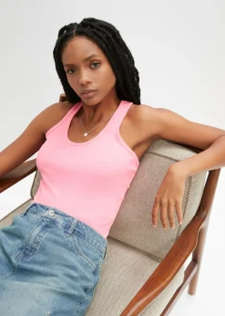 Mujer bonprix bonprix Top de canalé de algodón orgánico (2 unidades)