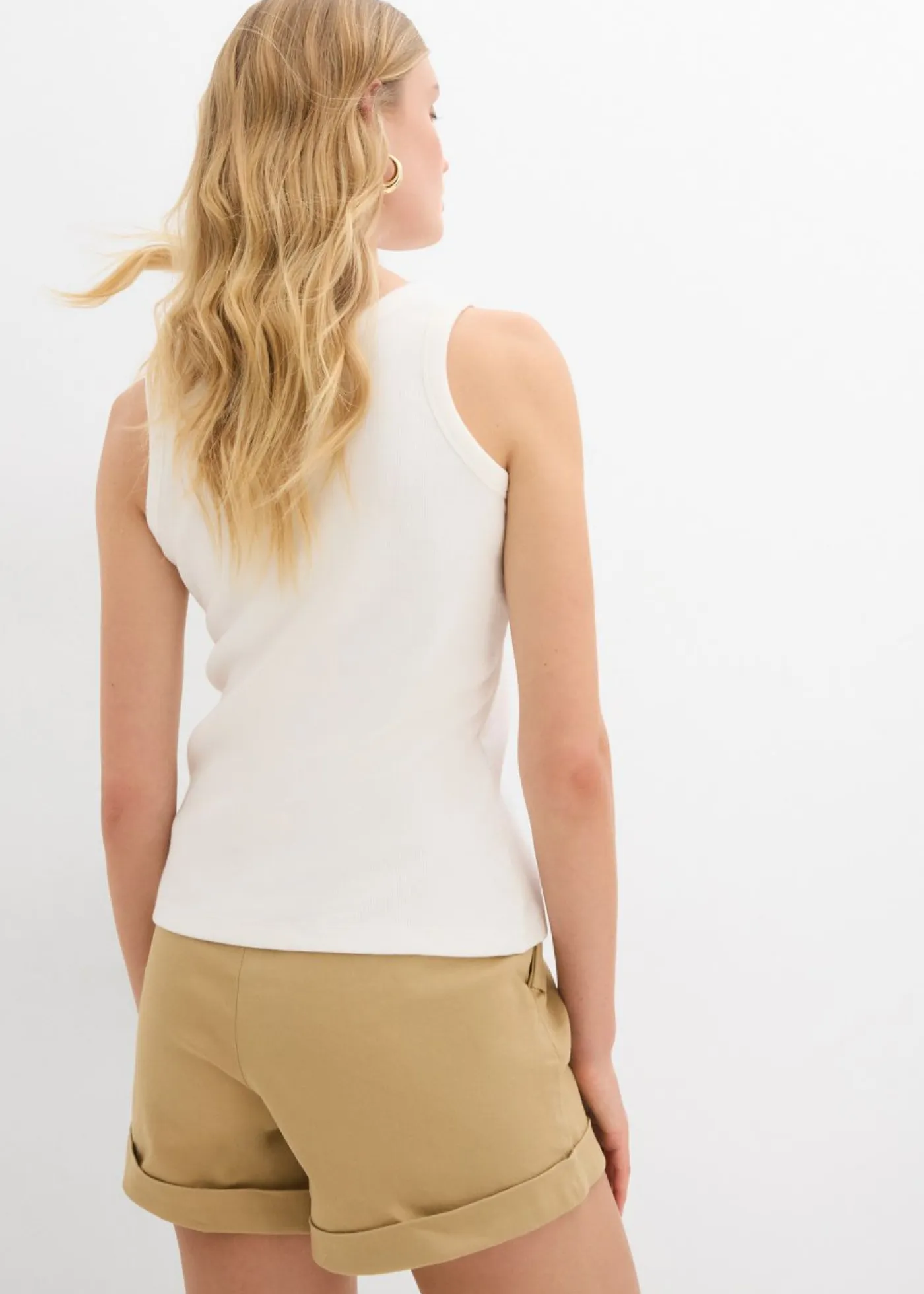 bonprix bonprix Camisetas Interiores|Básicos>Top de canalé de algodón orgánico (2 unidades) blanco lana/marrón tierra