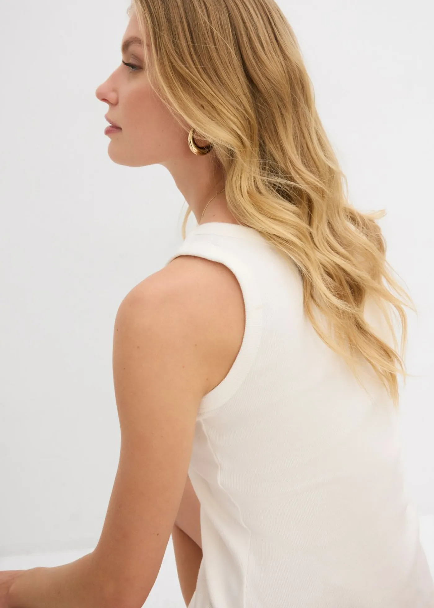 bonprix bonprix Camisetas Interiores|Básicos>Top de canalé de algodón orgánico (2 unidades) blanco lana/marrón tierra