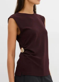 Mujer bonprix bonprix Top de crepé con hebilla decorativa