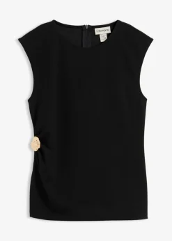 Mujer bonprix bonprix Top de crepé con hebilla decorativa