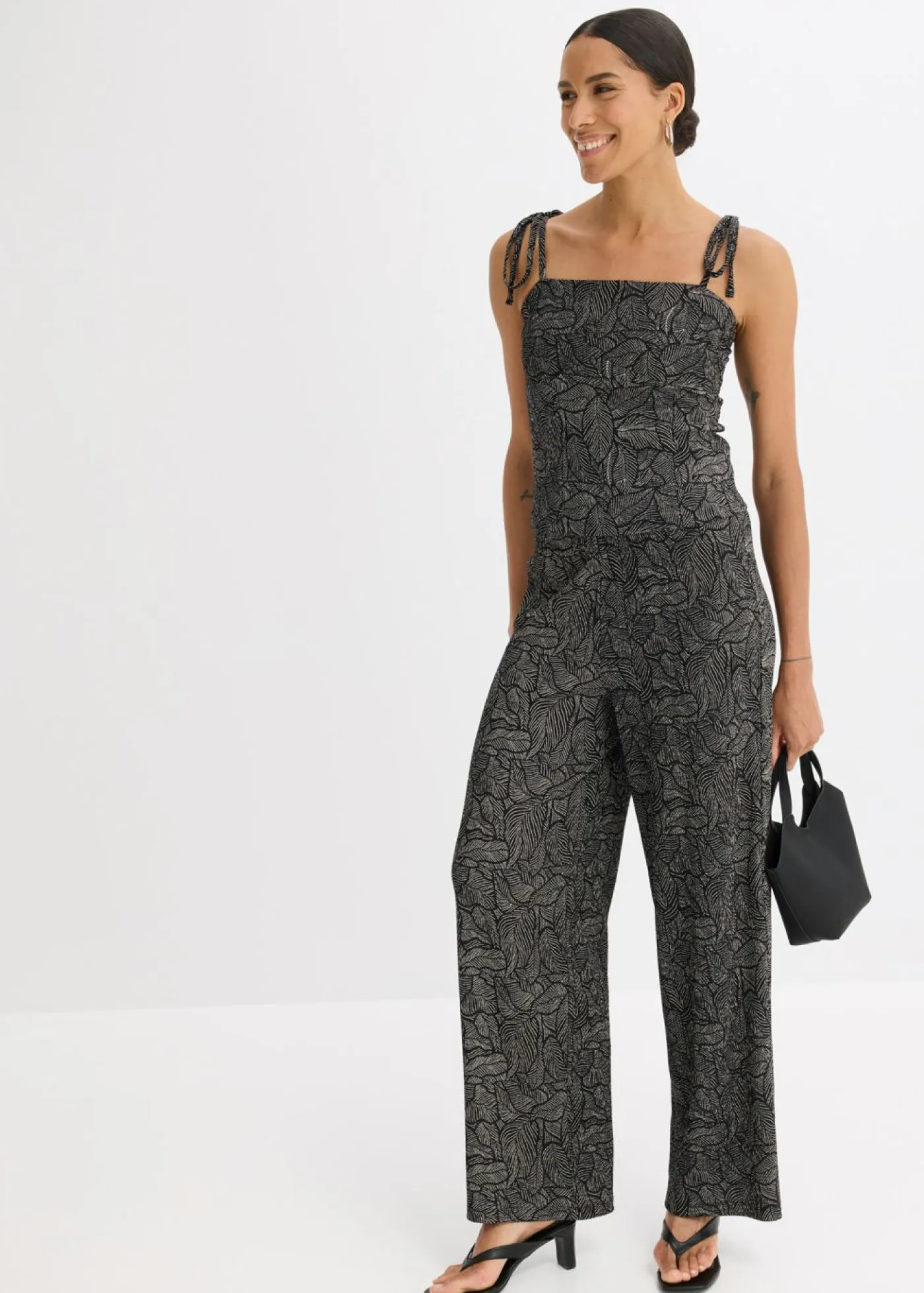 bonprix bonprix Conjuntos De Ropa|Camisetas>Top de crepé de punto Negro-blanco