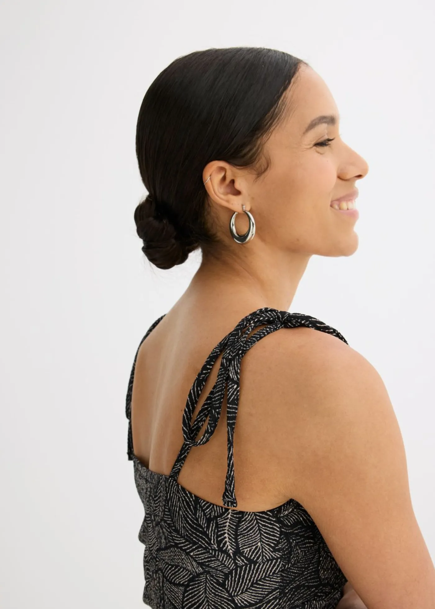 bonprix bonprix Conjuntos De Ropa|Camisetas>Top de crepé de punto Negro-blanco