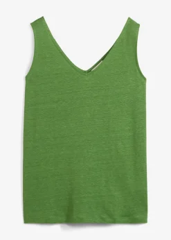 bonprix bonprix Camisetas>Top de lino puro Verde