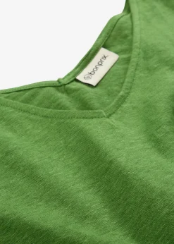 bonprix bonprix Camisetas>Top de lino puro Verde