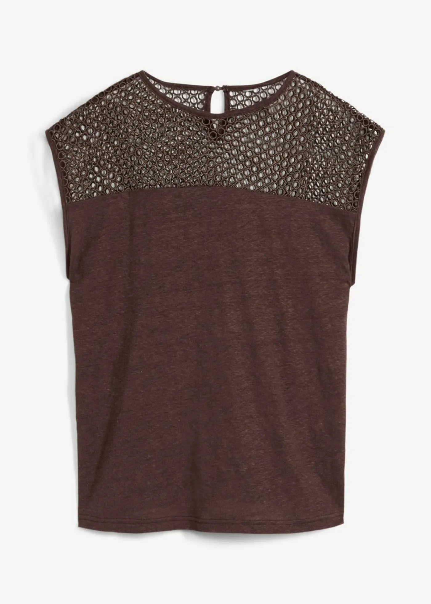 bonprix bonprix Premium|Camisetas>Top de lino puro Marrón oscuro