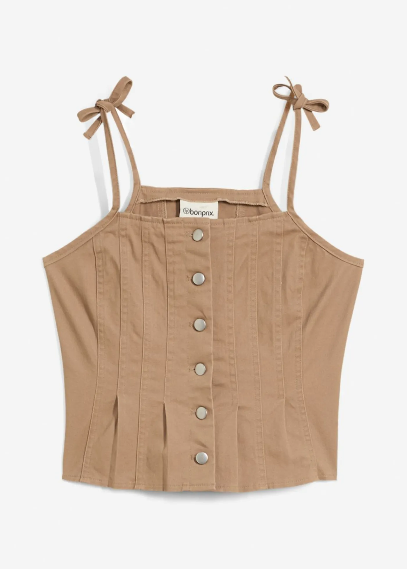 bonprix bonprix Conjuntos De Ropa|Camisetas>Top de mezcla de algodón elástico con tirantes finos arcilla