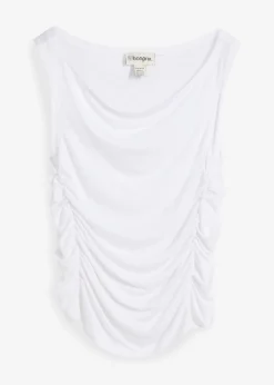 bonprix bonprix Camisetas>Top de mezcla de viscosa suave Blanco