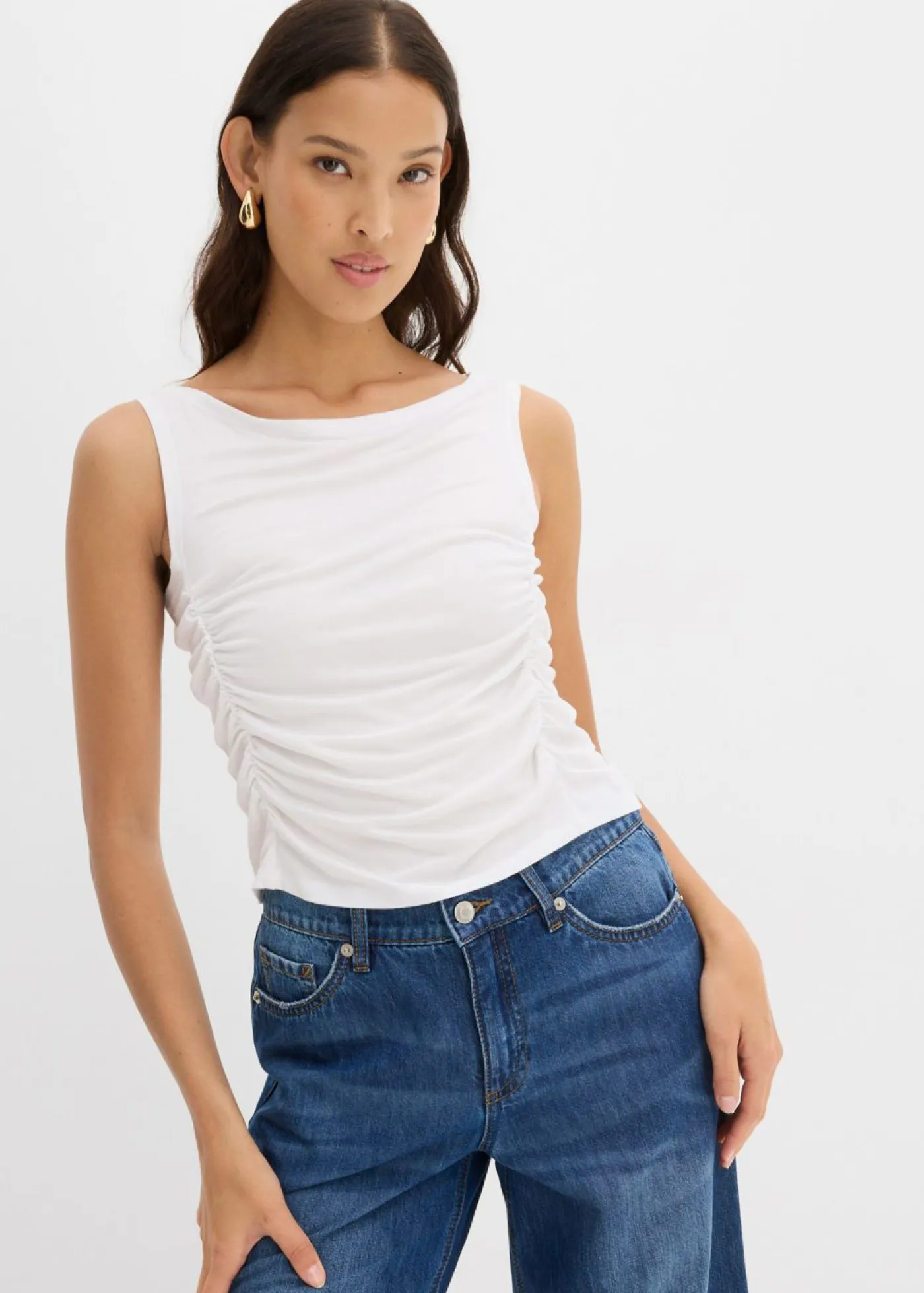 bonprix bonprix Camisetas>Top de mezcla de viscosa suave Blanco