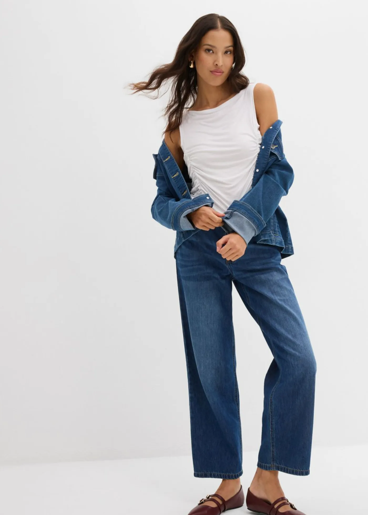 bonprix bonprix Camisetas>Top de mezcla de viscosa suave Blanco