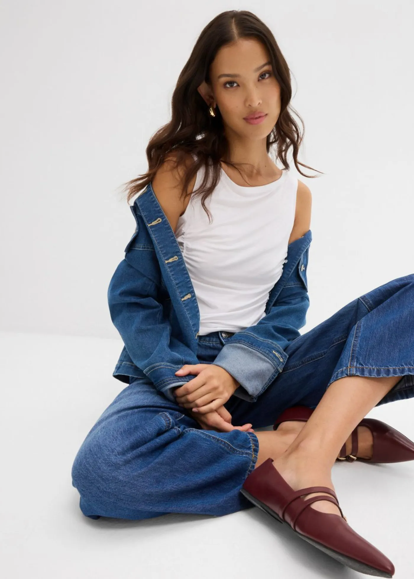 bonprix bonprix Camisetas>Top de mezcla de viscosa suave Blanco