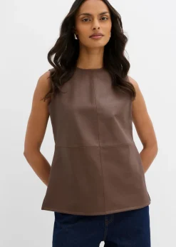 bonprix bonprix Esenciales|Camisetas>Top de piel sintética marrón