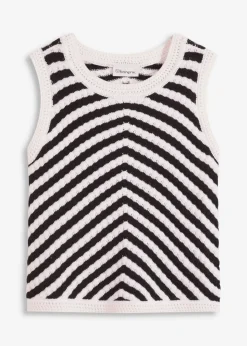 bonprix bonprix Camisetas|Ropa De Punto>Top de punto Negro-blanco lana