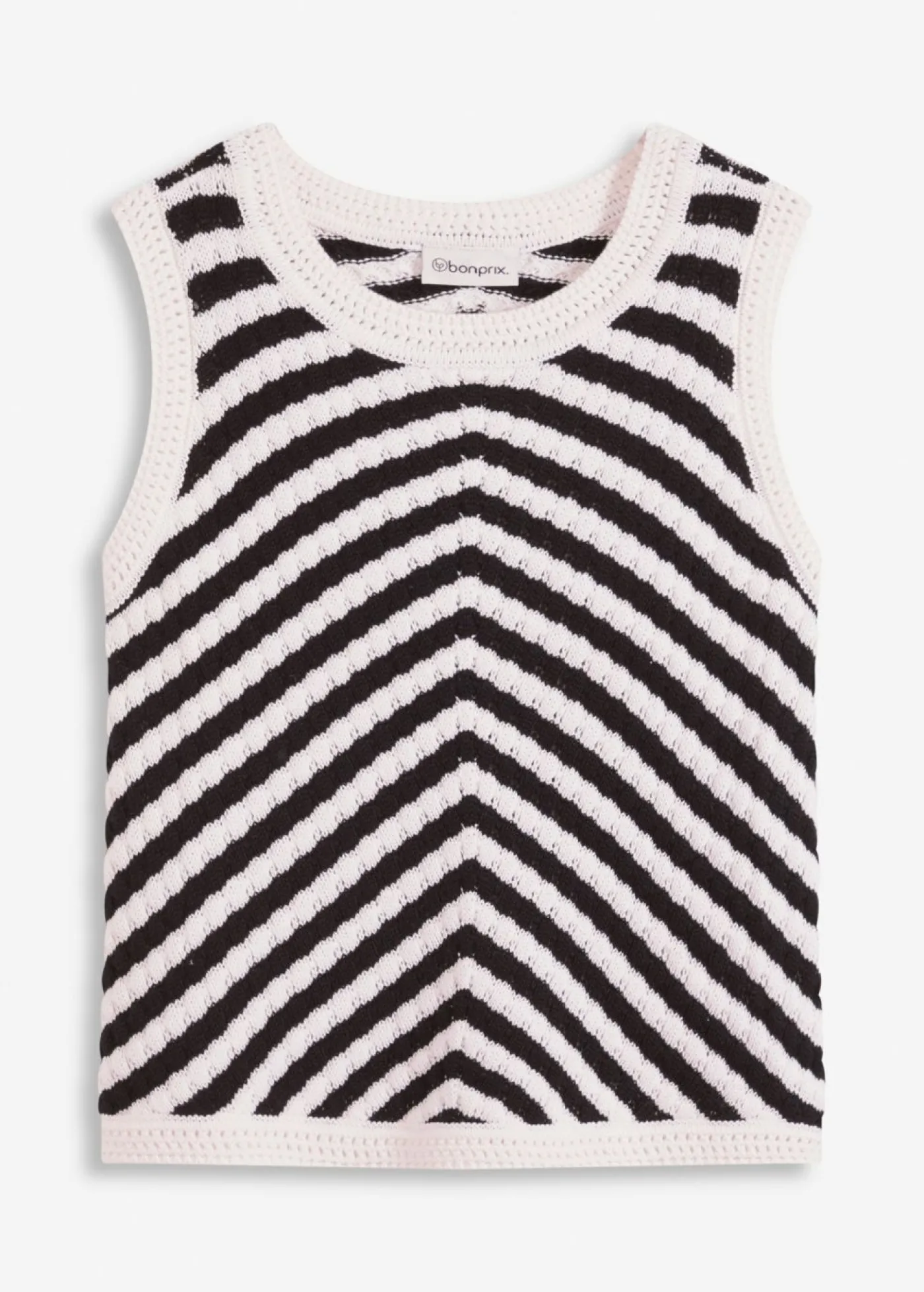 bonprix bonprix Camisetas|Ropa De Punto>Top de punto Negro-blanco lana