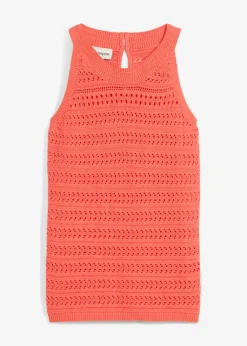 bonprix bonprix Premium|Camisetas>Top de punto ajour con contenido de lino Salmón claro