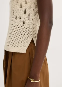 Mujer bonprix bonprix Top de punto ajour con fibras metalizadas