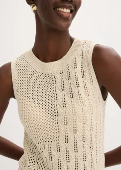 Mujer bonprix bonprix Top de punto ajour con fibras metalizadas
