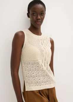 Mujer bonprix bonprix Top de punto ajour con fibras metalizadas