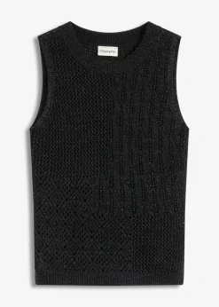 Mujer bonprix bonprix Top de punto ajour con fibras metalizadas
